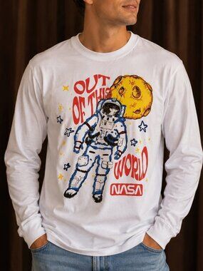 Hyper Space NASA Out of This World Long Sleeve T-shirt Size S - New